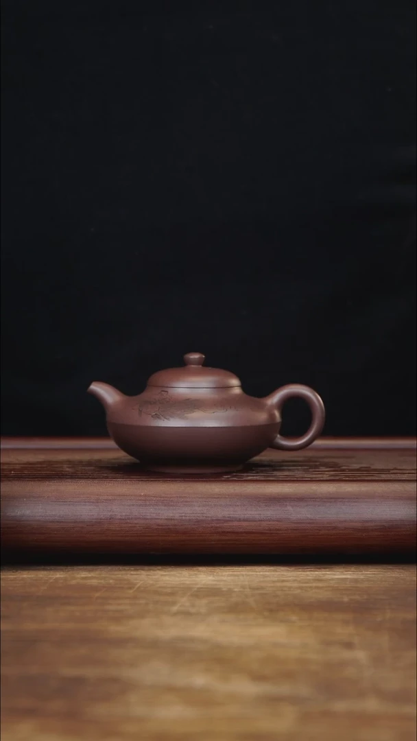 茶壶紫砂150ml 国工刻绘 合欢 家藏紫泥