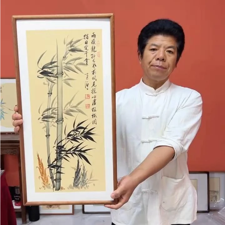 张富民作品/指日定干霄（乌檀木实木框）/古宣/36*69厘米左右