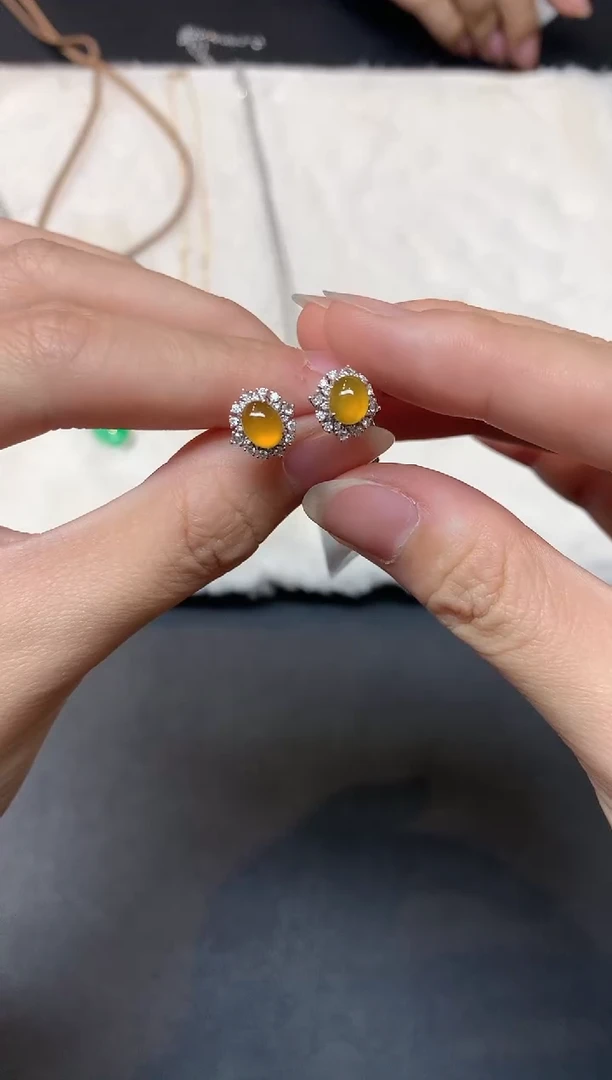 18K金镶嵌翡翠耳饰W177|3980