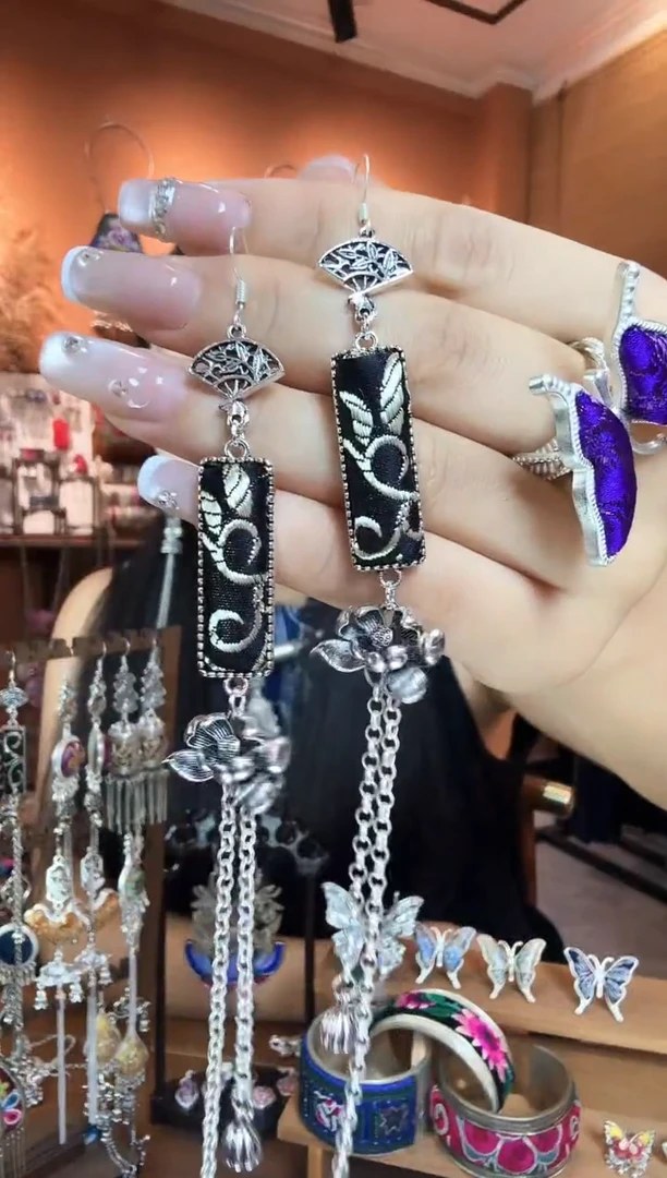 刺绣纯手工民族风耳环