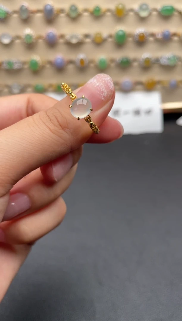 银S925镶嵌戒指翡翠一物一证一礼盒