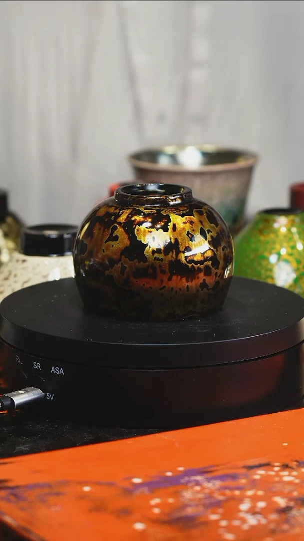 大漆工艺黑金禅定杯