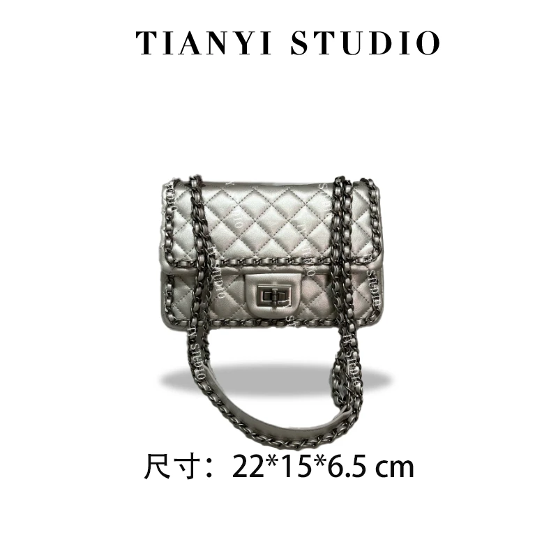 【TY】ZT-D7192-珍珠色   轻奢高级单肩斜跨韩版链条女包包