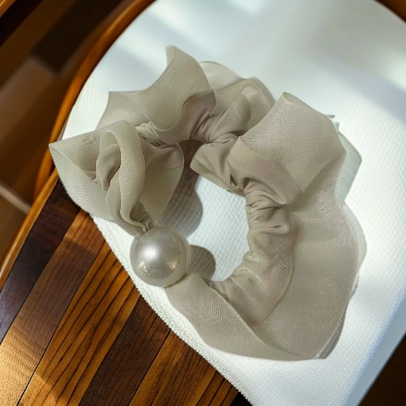 时尚通勤网纱花边珍珠发圈橡皮筋耐用高弹头绳