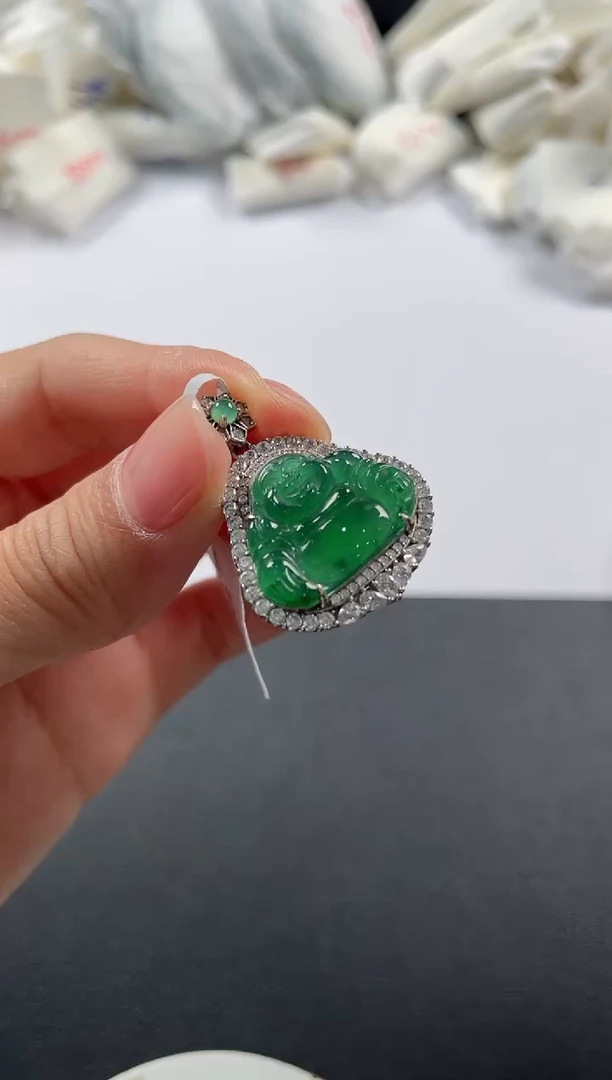 翡翠银S925镶嵌颈饰基地发货H 2863