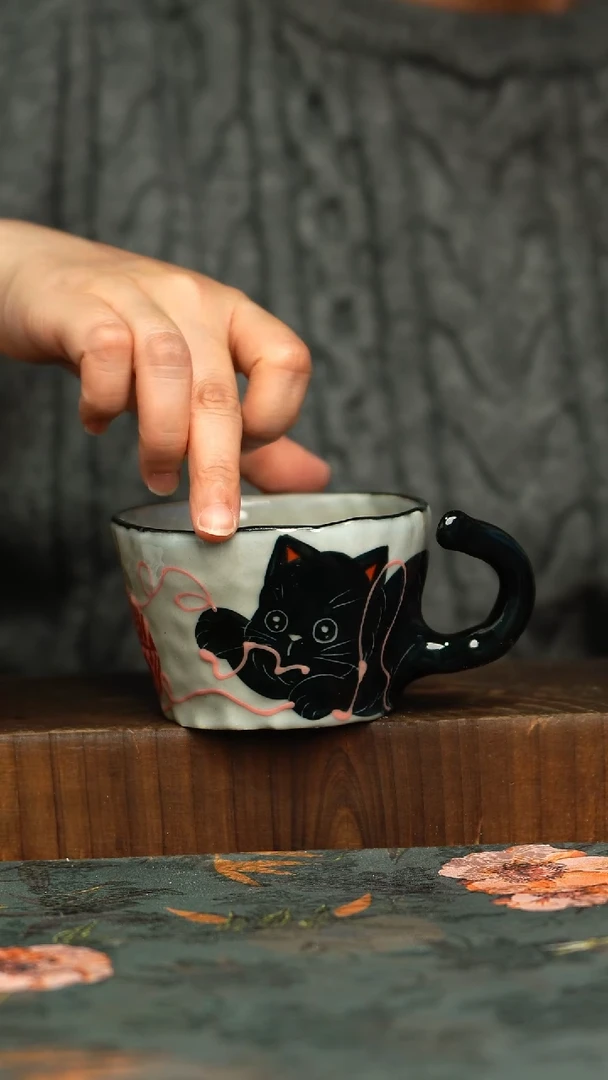 杯釉下彩手工手绘同款陶器