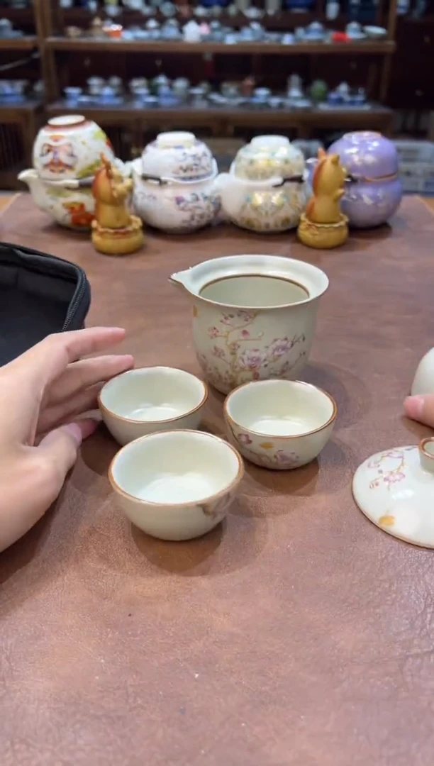 真的很便宜超好看会开片的旅行茶具