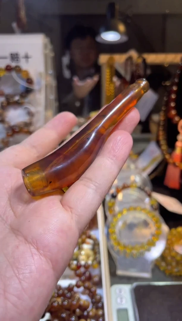 裸石琥珀未镶嵌棕珀 烟嘴15.5克