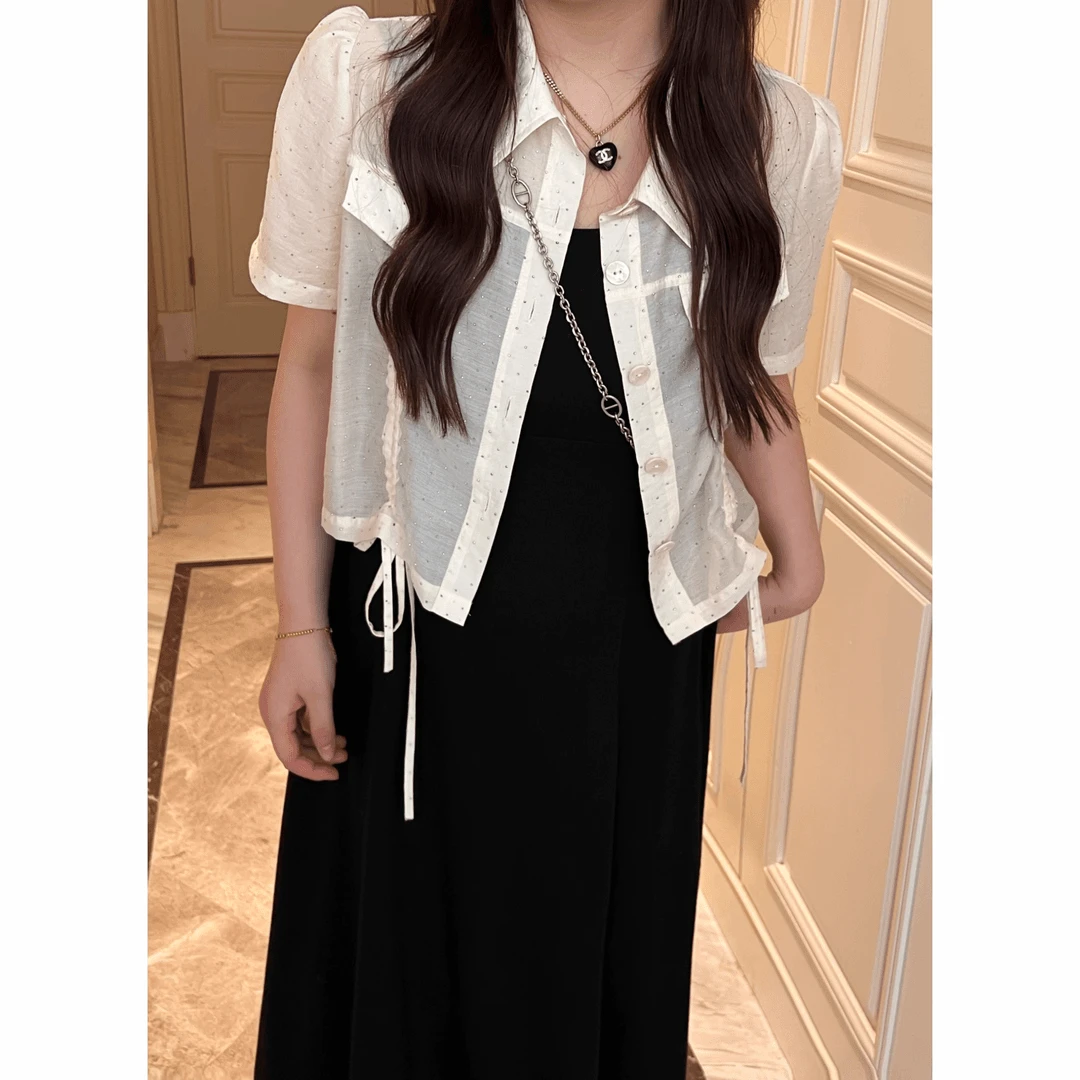 防晒衬衫搭配背心连衣裙两件套女2025夏季今年流行吊带裙时尚套装