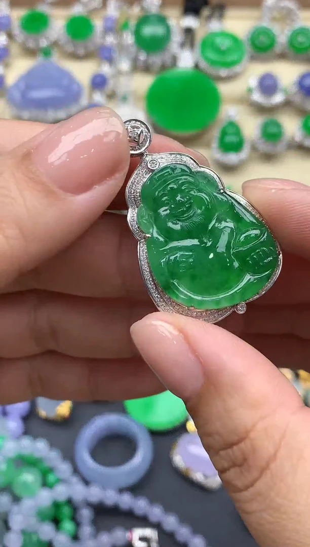 翡翠18K金镶嵌颈饰604-春日珠宝