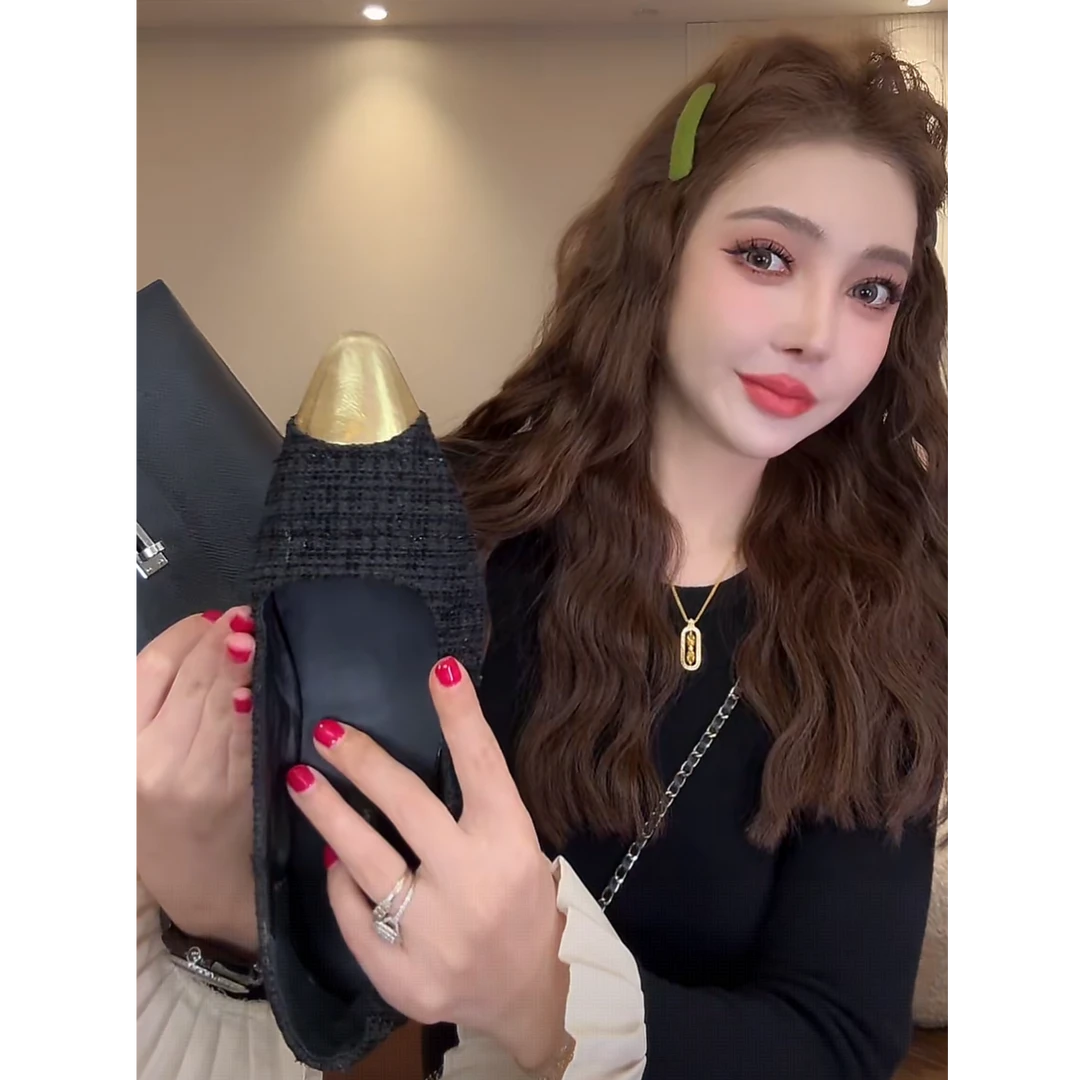 I24 小香风~尖头拼色单鞋  DI2468