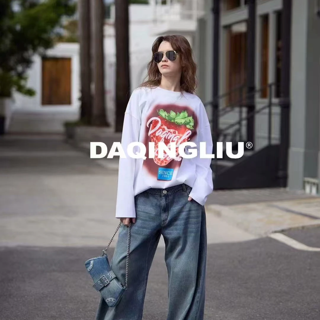 【DAQINGLIU X 奕】原创设计师品牌 2025春夏新款 时尚印花宽松T恤