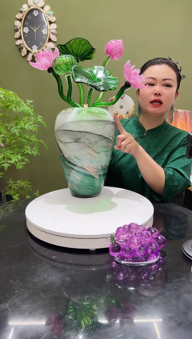 琉璃荷塘月色  花瓶+荷花套装