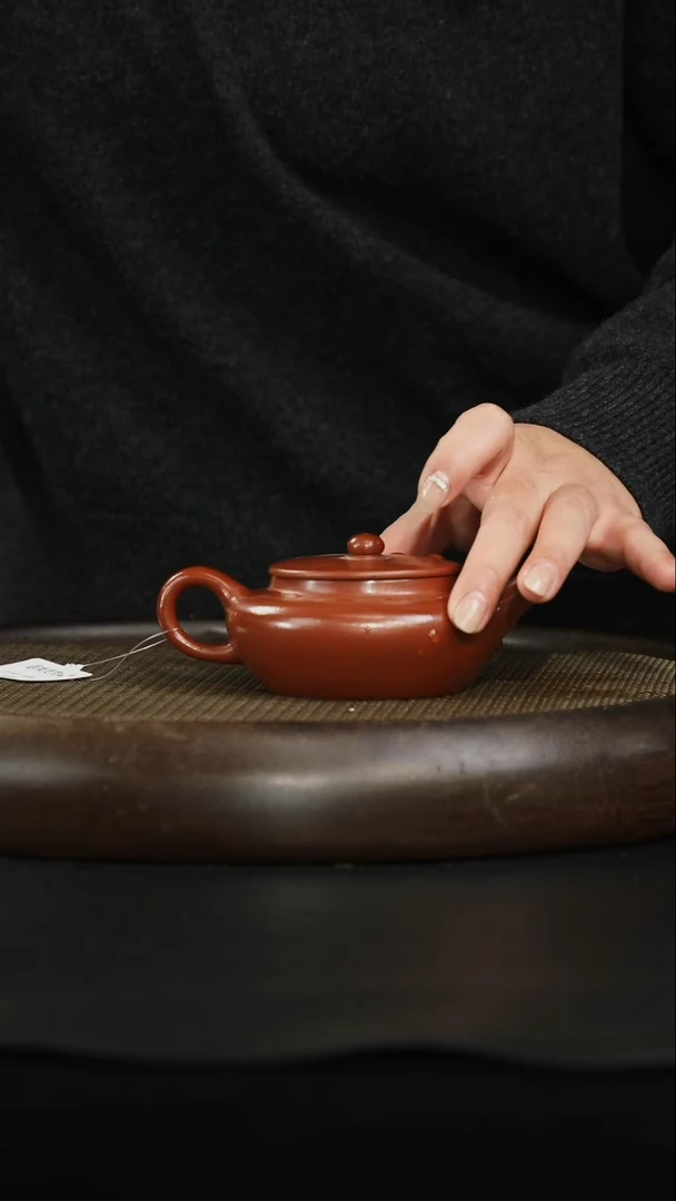 茶壶紫砂朱泥 扁晨200cc