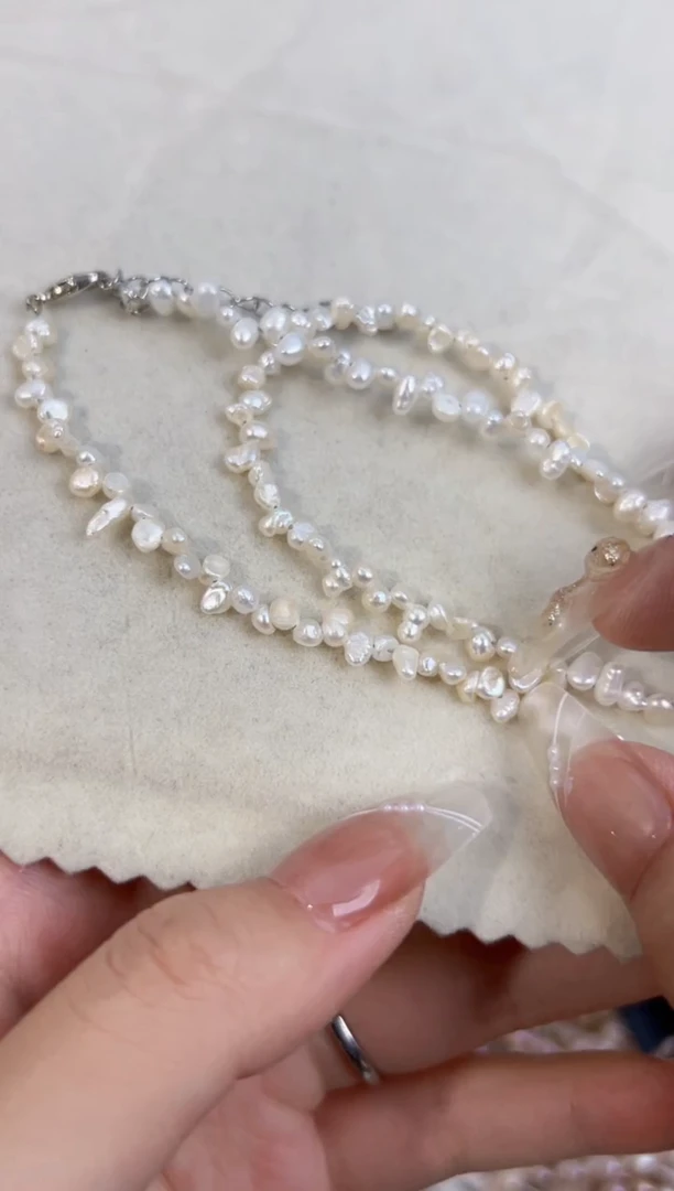 淡水珍珠未镶嵌16巴洛克*小碎花珍珠项链