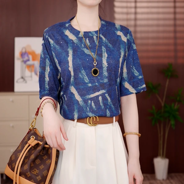 2025原版星罗棋布套头衬衫女气质休闲百搭减龄薄夏打底