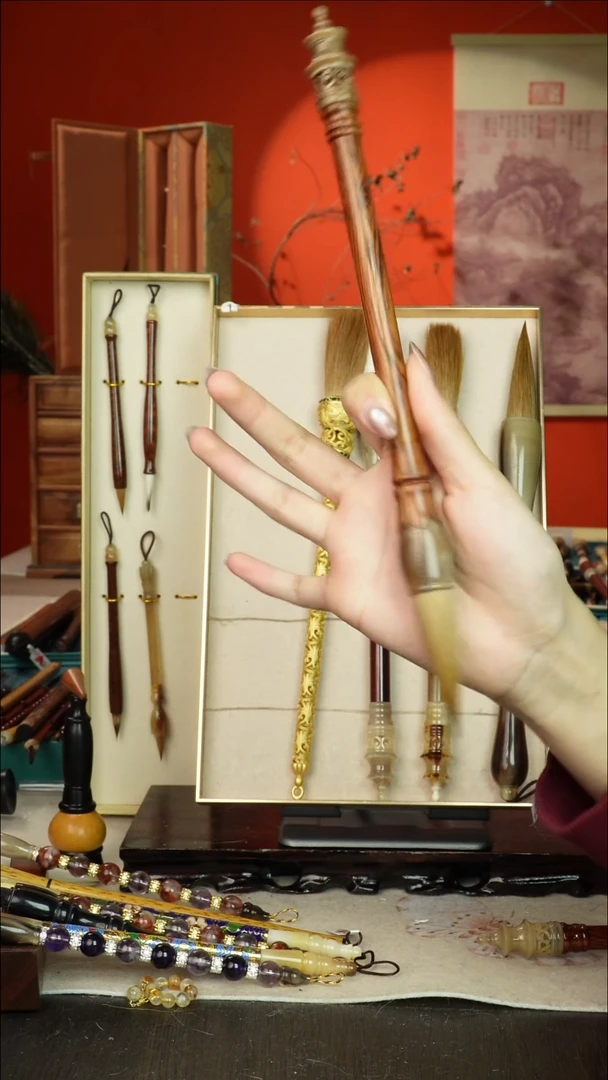 158号闪孤品高货毛笔链接 清水试笔 蘸墨不退