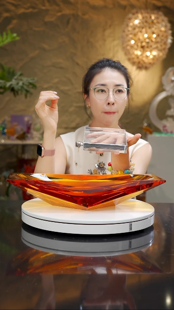 琉璃手工艺品淳*水晶底座12*12