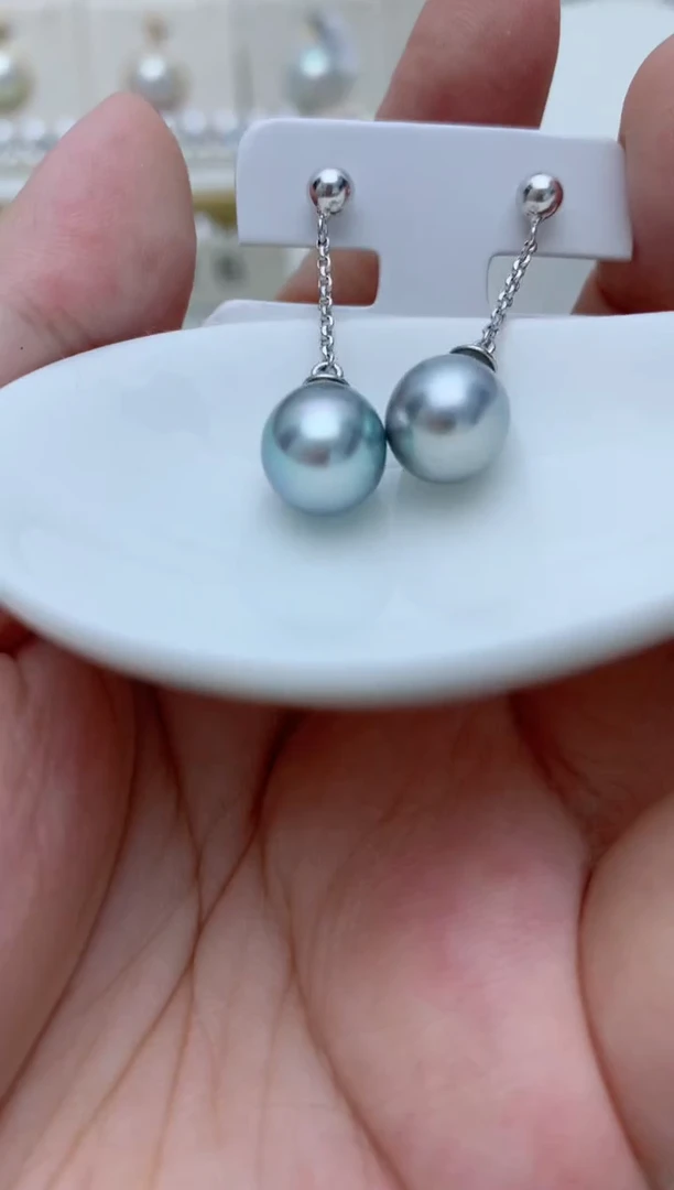 银S925镶嵌耳饰海水珍珠q42