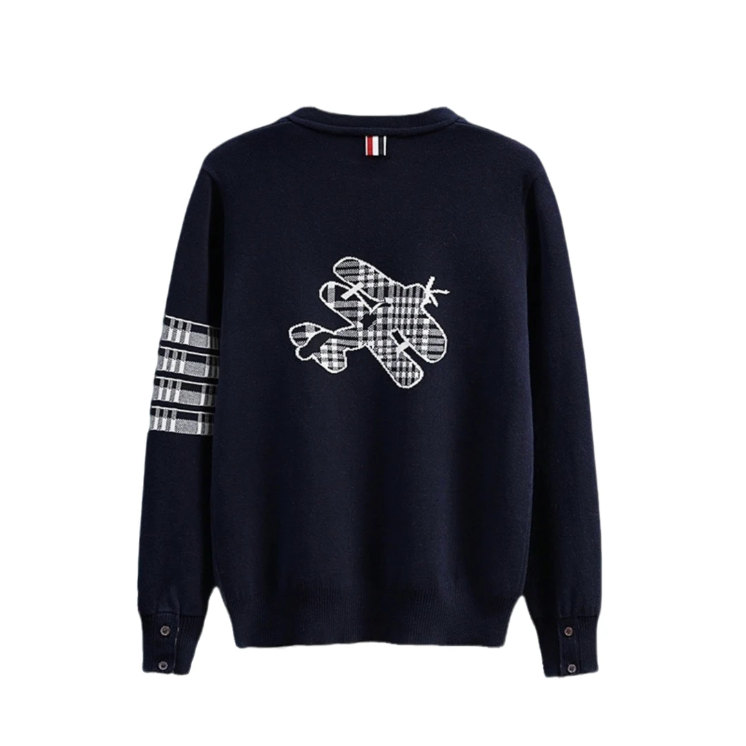 TB【官方正品】汤姆布郎THOM飞机图形条纹针织衫开衫外套夹克