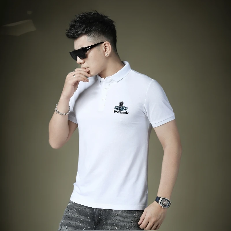 欧货2025新款夏季高级感百搭印花休闲Polo衫潮牌翻领半袖T恤上衣