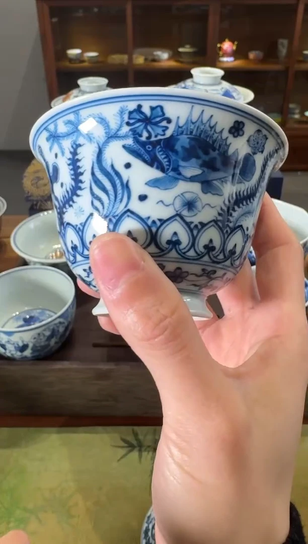 【闪购商品】杯钟家窑鱼藻盖碗