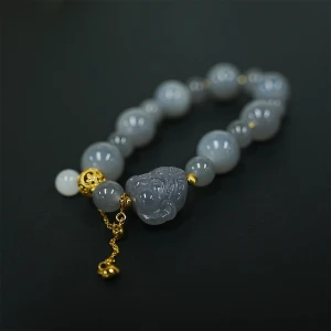 【辛爷珠宝】925银和田玉烟紫象神手串 BYA25014 多样性发其一