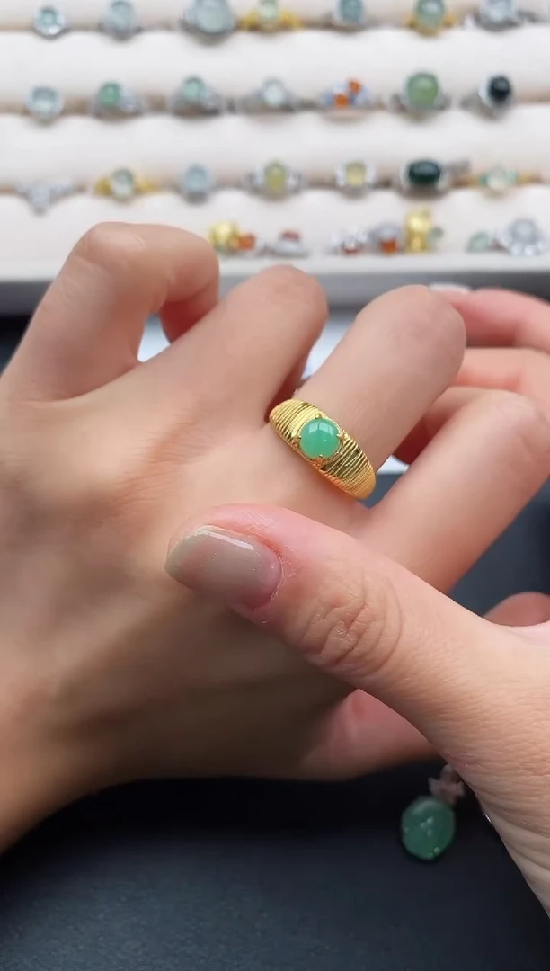 银S925镶嵌戒指翡翠1111111+4