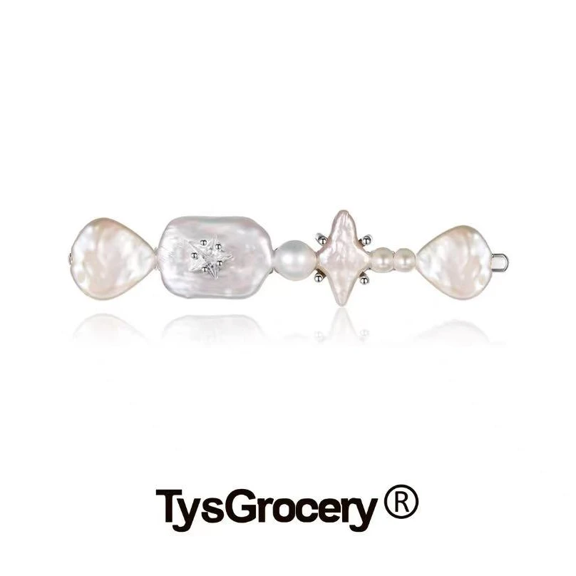 TysGrocery A/W22 Pray 2 淡彩色天然巴洛克珍珠塔发夹