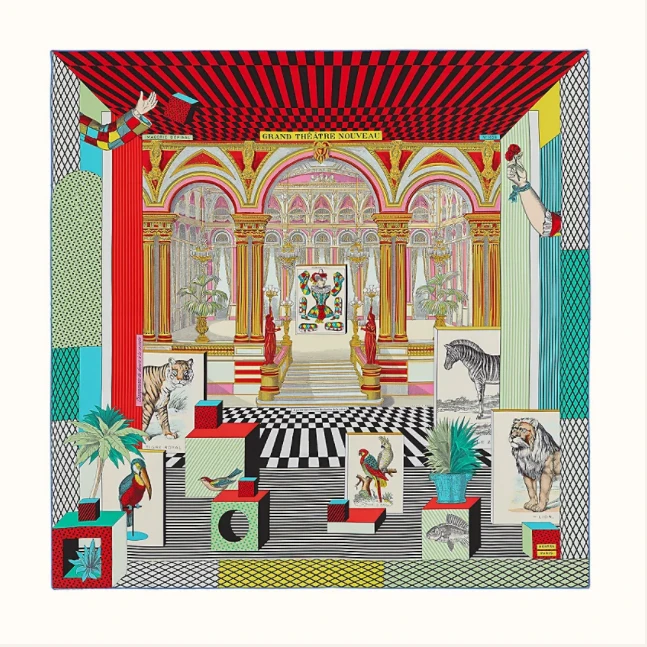 未使用 Hermes/爱马仕 攀攀 新型大剧院 90X90CM 丝巾 绿色