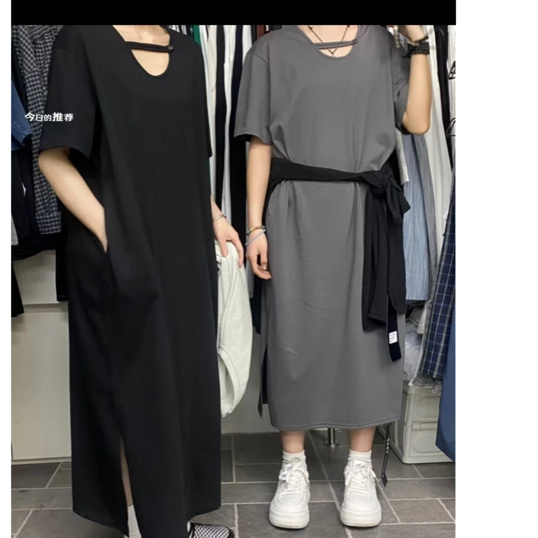 【清版】下边开叉简约休闲连衣裙