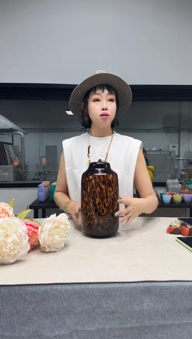 微瑕慕忆家手作琉璃花瓶高28口6