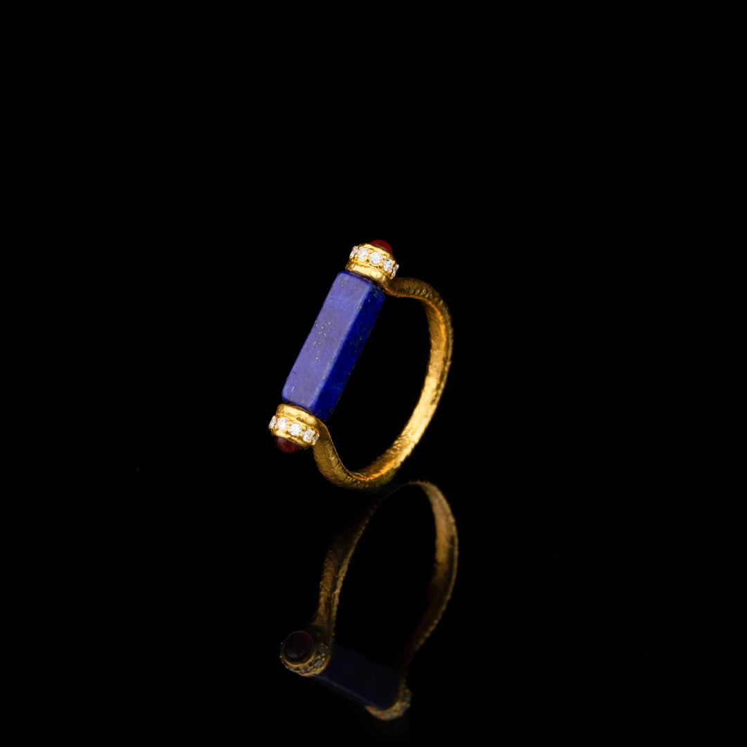 ZOCAI/佐卡伊【传世之美】古法黄金足金拜占庭秘蓝戒指