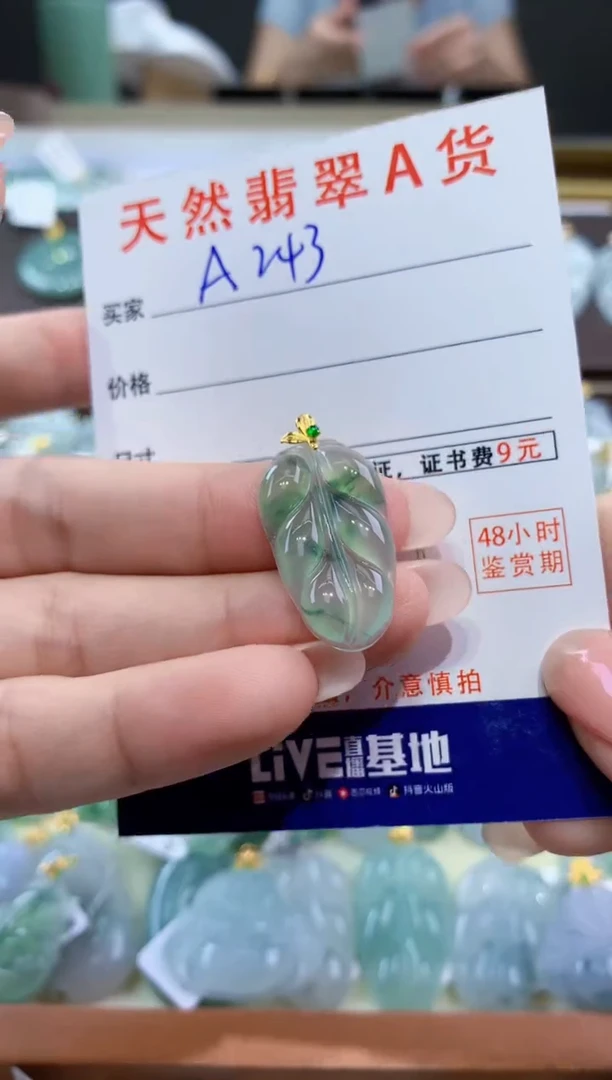 颈饰18K金镶嵌翡翠天然翡翠A货挂件
