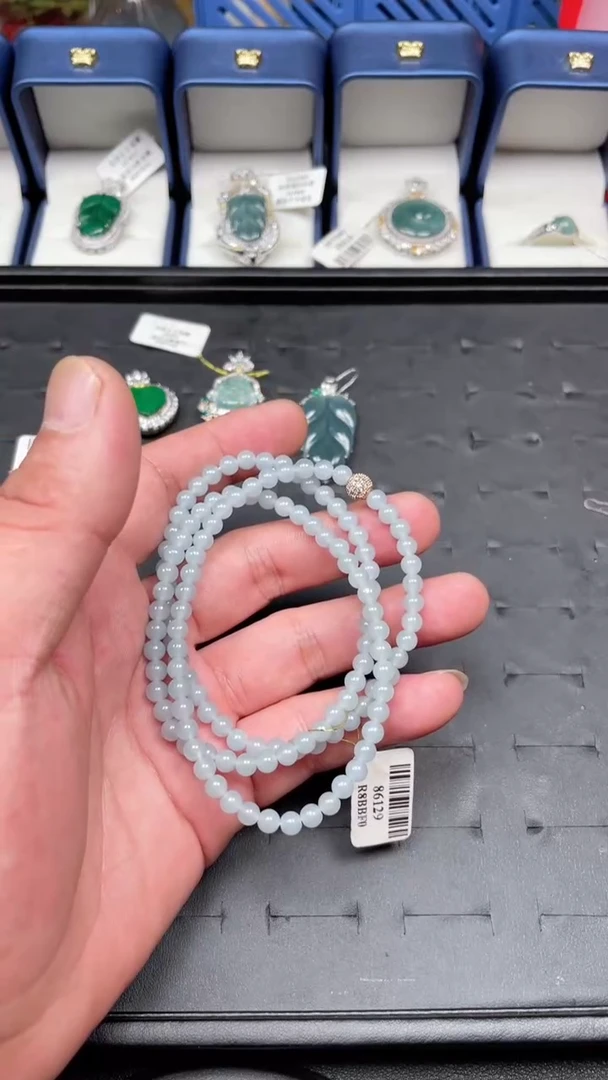 翡翠合金颈饰纯天然翡翠A货冰种手串