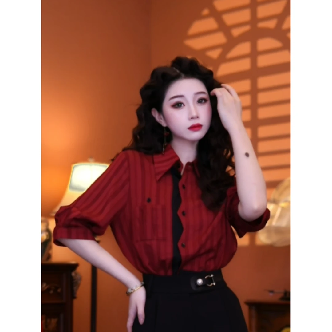 蒋肉肉【华尔兹恋曲】港味复古时尚气质短袖上衣01932
