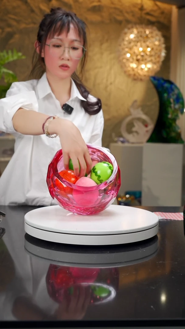 手工艺品琉璃金红切面聚宝盆