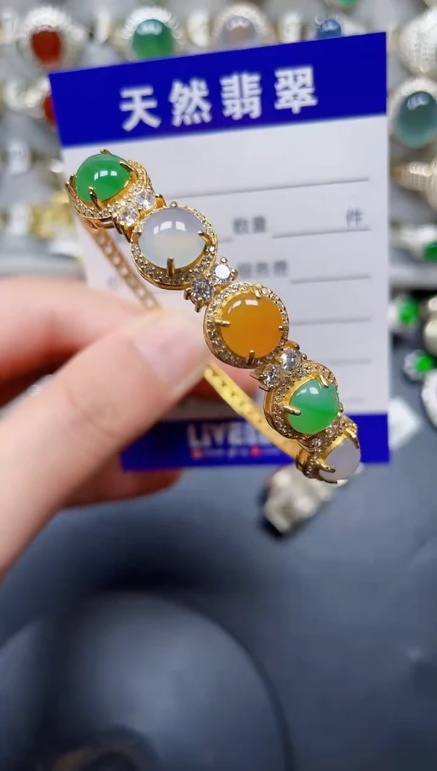 银S925镶嵌手镯翡翠191