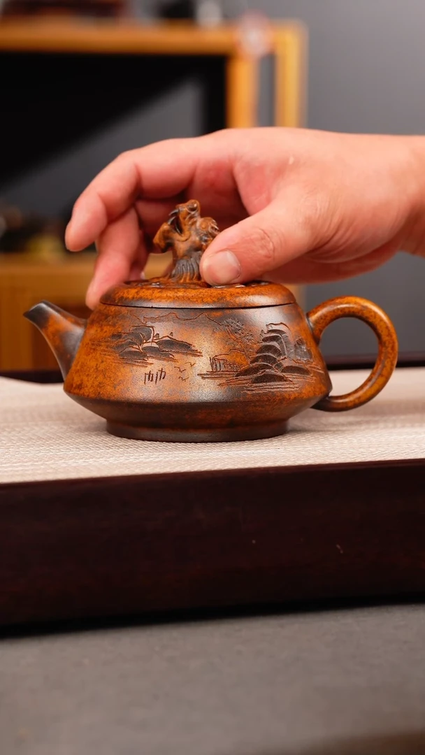 茶壶紫砂龙骨金砂  龙头老大 观山