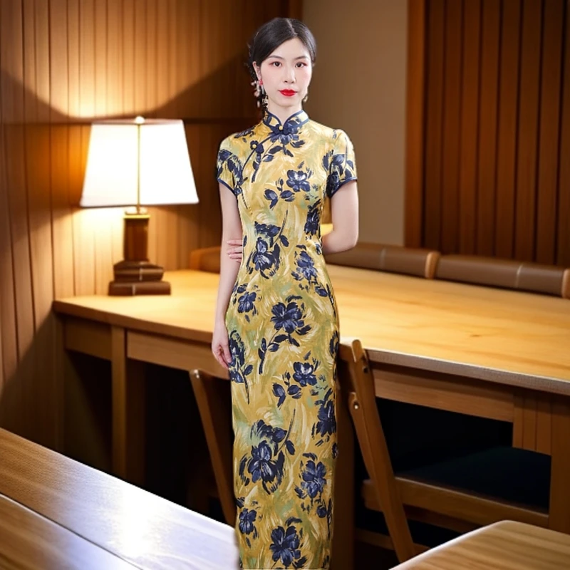 洛灵  2025新款改良旗袍气质日常优雅经典修身夏季中国风复古