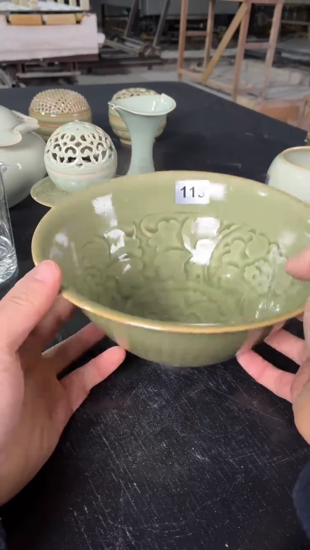 耀州窑仰山牡丹大碗微瑕113