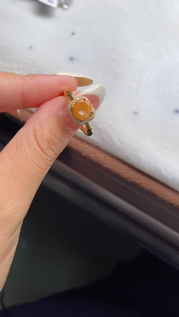 银S925镶嵌戒指翡翠天然A货翡翠