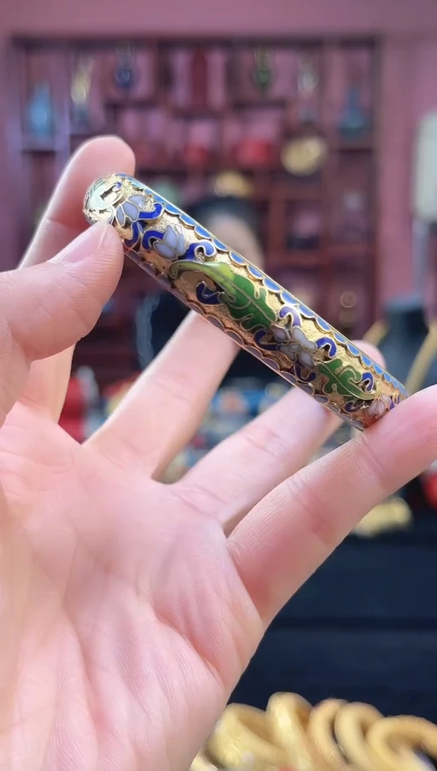 非遗 景泰蓝手镯 蓝色65宽版