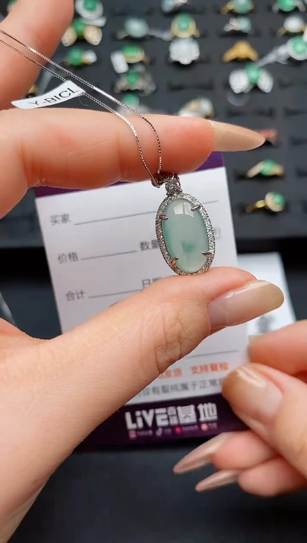 翡翠银S925镶嵌颈饰.............