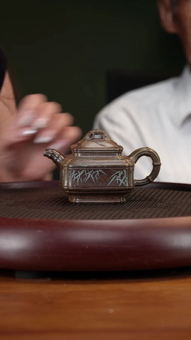 茶壶紫砂5TYL四方竹鼎 唐门金砂柴烧200cc