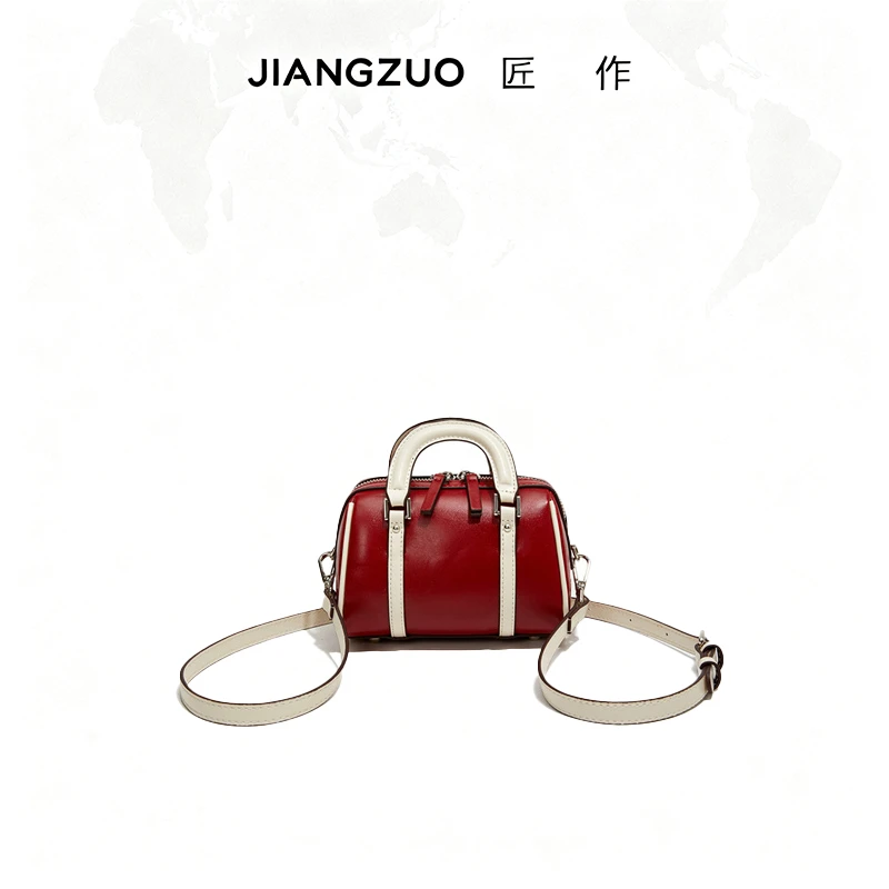 JIANGZUO/匠作 新款手提包女复古波士顿包通勤枕头包9802