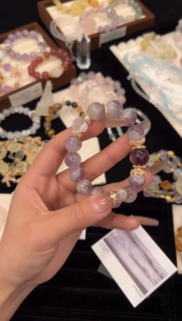 【闪购商品】水晶手链合金紫兔毛手链x1190