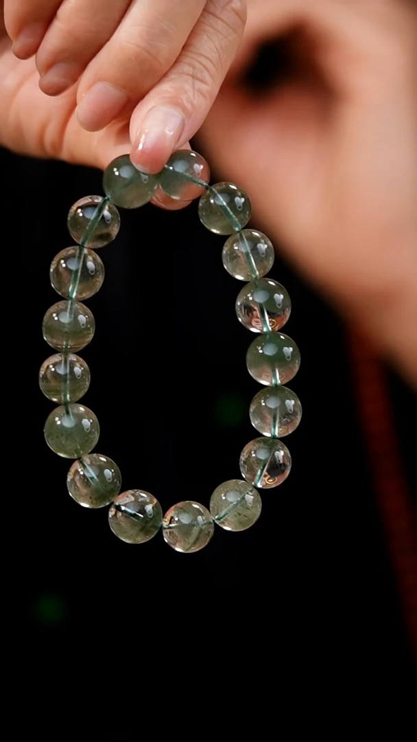 水晶手串未镶嵌绿幽灵千层水晶手串