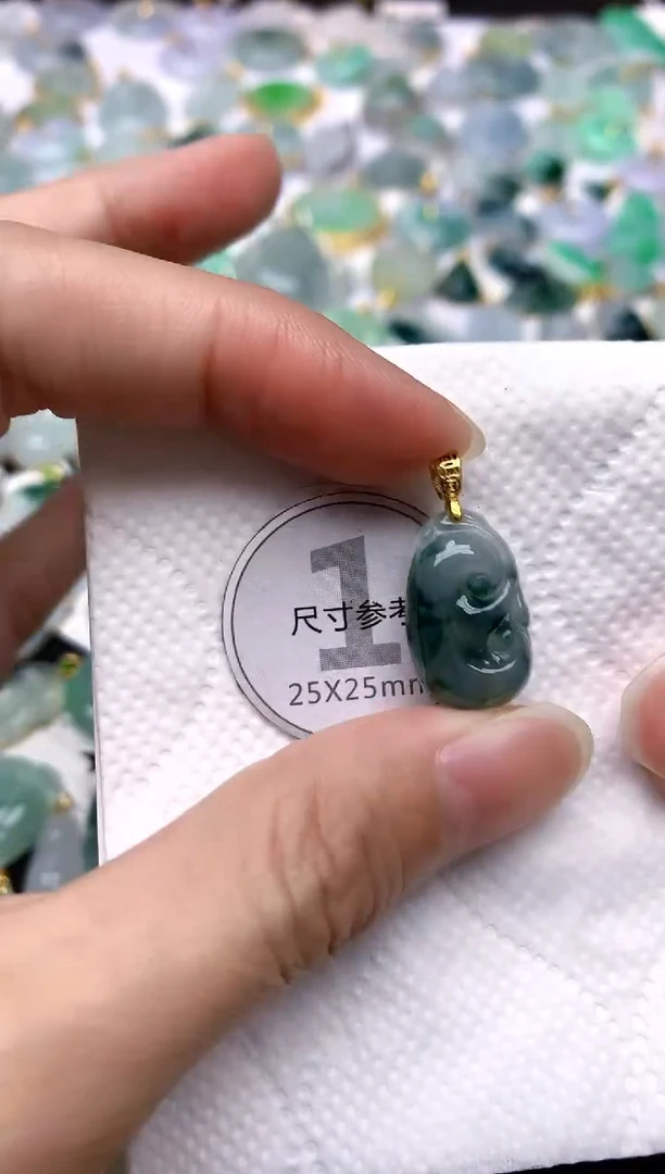 颈饰银S925镶嵌翡翠天然A货翡翠