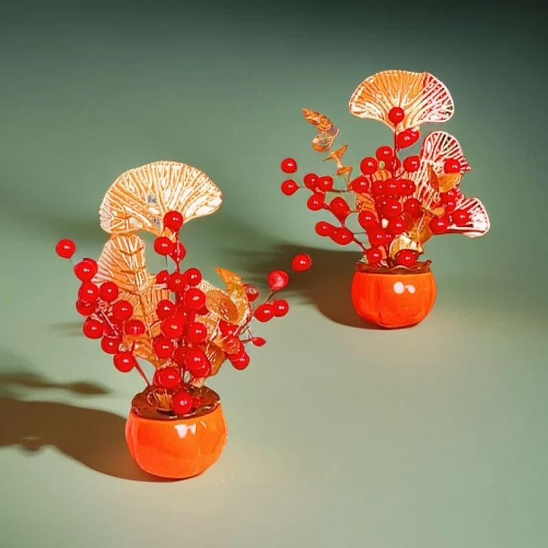 柿柿如意柿子红果摆件过年场景花乔迁之喜仪式布置搬家乔迁仪式